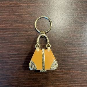 Gold Toned & Mustard Yellow Miniature Purse Key Chain/Key Charm/Locket